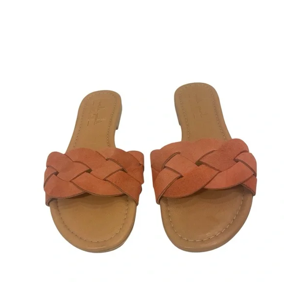 Mila Paoli Orange Braided Slide Sandals Shoes New - Picture 2 of 4